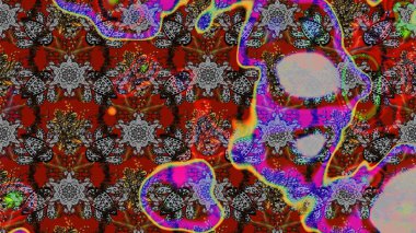 Gri ve kırmızı renkte çiçekler. Çiçekli karalama şeklinde Raster çiçek deseni. Yumuşak, bahar çiçekli arka plan.