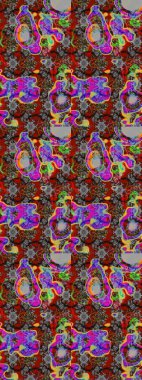 Raster illüstrasyonu. Şirin çiçek elementleri. Robot resim. Gri ve kırmızı renkte çiçekler.