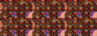 Küçük çiçekteki sevimli çiçek deseni. Kahverengi ve kırmızı renkte çiçekler. Raster illüstrasyonu.