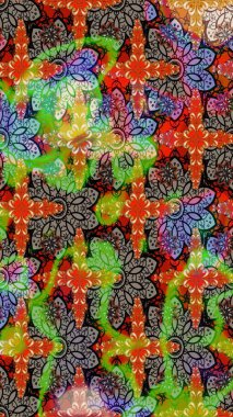 Küçük çiçekteki sevimli çiçek deseni. Yeşil ve kahverengi renkte çiçekler.