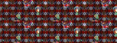 3D çiçekler, eskiz. Raster illüstrasyonu. Kırmızı ve kahverengi renklerde.