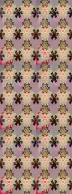 Şirin çiçekli eskiz deseni ve bej renkli yapraklar, suluboya çiçek deseni, duvar kağıdı, kart ya da kumaş için fayanslı. Raster illüstrasyonu.