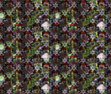 Raster Çiçek İllüstrasyonu güzel tekstil. Gri renkli etnik çiçeklerle zarif eskiz deseni.