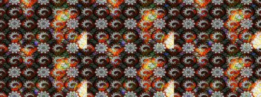 Çiçek desenli raster, siyah ve kahverengi çizgi grafik desenli soyut raster arkaplan. Modern stil dokusu.