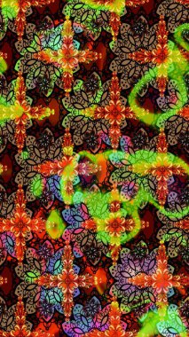 Çiçek deseni. Renkli Bahar Teması eskiz kalıbı. Düz Çiçek Elementleri Tasarımı. Raster çizimi. Güzel kumaş deseni..