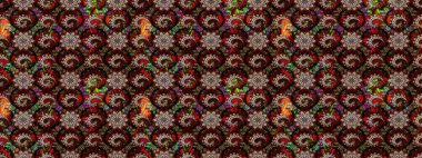 Çiçekli karalama şeklinde Raster çiçek deseni. Nazikçe, güzel çiçek arkaplanı. Siyah ve kahverengi renkte çiçekler.