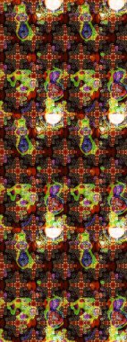 Renkli Bahar Teması eskiz kalıbı. Chichi 'nin kumaş kalıbını çiz. Raster illüstrasyonu. Çiçek deseni. Düz Çiçek Elementleri Tasarımı.