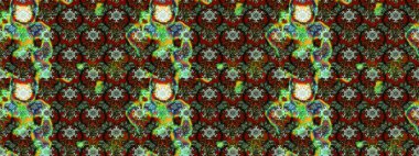 Parmak izi, kumaş, duvar kâğıdı, tekstil için raster dokusu. Nakış desenli çiçek deseni. Renkli grunge, yeşil ve kahverengi çiçeklerle soyut arkaplanı zenginleştirir.