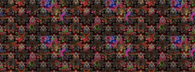 Raster illüstrasyonu. Düz Çiçek Elementleri Tasarımı. Çiçek deseni. Renkli Bahar Teması eskiz kalıbı. Chichi kumaş deseni çiz.