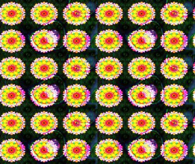 Raster illüstrasyonundaki çiçek desenli çizim. Renkli Bahar Teması eskiz kalıbı. Düz Çiçek Elementleri Tasarımı. Sarı renkte çiçekler.