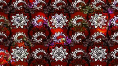 Kırmızı ve siyah renkte çiçekler. Raster illüstrasyonundaki çiçek desenli çizim. Renkli Yaz Temalı eskiz kalıbı. Düz Çiçek Elementleri Tasarımı.