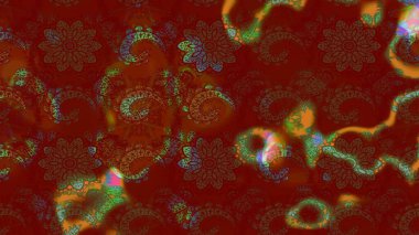 Sevimli çiçek raster deseni. Düz Çiçek Elementleri Tasarımı. Renkli Bahar Teması eskiz kalıbı. Kırmızı ve kahverengi renkte çiçekler.