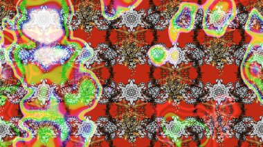 Düz Çiçek Elementleri Tasarım Raster illüstrasyonu. Çiçekli çiçek deseni, suluboya. Kırmızı ve nötr renkte çiçekler. Renkli Bahar Teması çizim şablonu.