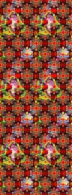 Renkli Bahar Teması eskiz kalıbı. Çiçek desenli eskiz, yaz çiçekleri. Kırmızı ve kahverengi renkte çiçekler. Düz Çiçek Elementleri Tasarımı.