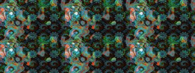 Çiçek mavisi ve kahverengi çizim deseni. Raster çiçek izi. Klasik taslak çizimi.