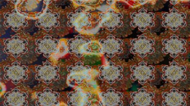 Kahverengi ve gri renkli çiçekler. Düz Çiçek Elementleri Tasarımı. Renkli Bahar Teması eskiz kalıbı. Raster illüstrasyonunda çiçek deseni çizimi.