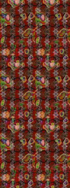 Raster illüstrasyonu. Küçük çiçekteki sevimli çiçek deseni. Kahverengi ve kırmızı renkte çiçekler.