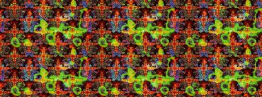 Siyah ve kahverengi renkte siyah ve kahverengi papatya deseni. Siyah ve kahverengi renklerde. Raster illüstrasyonu.