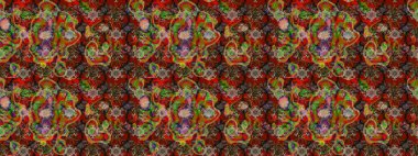 Parlak renkli çiçekleri ve kahverengi ve kırmızı renkte yaprakları olan harika bir çiçek deseni. Moda baskıları için zarif bir şablon. Modern çiçek arkaplanı. Halk stili.