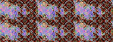 Raster illüstrasyonu. Şirin çiçekli eskiz deseni ve gri ve kahverengi renkli yapraklar, suluboya çiçek deseni, duvar kağıdı, kart veya kumaş için fayanslı.