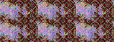 Raster illüstrasyonu. Şirin çiçekli eskiz deseni ve gri ve kahverengi renkli yapraklar, suluboya çiçek deseni, duvar kağıdı, kart veya kumaş için fayanslı.