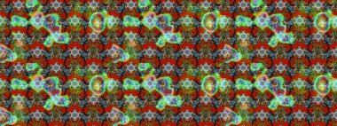 Kahverengi ve yeşil renklerde etnik çiçeklerle süslenmiş zarif bir eskiz şekli. Raster Çiçek İllüstrasyonu güzel tekstil..