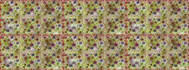 Renkli Bahar Temalı Kusursuz Arkaplan. Çiçekli, kusursuz bir arkaplan. Düz Çiçek Elementleri Tasarımı. Çocuk stili.