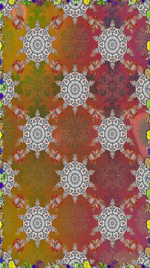 Raster hisseleri. Kusursuz bir arka plan modeli. Suluboya, elle çizilmiş. Çiçekler kahverengi ve gri.