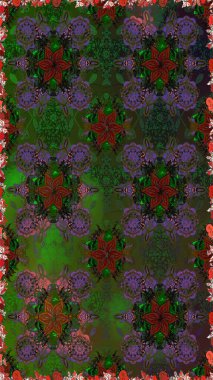 Küçük çiçekteki sevimli çiçek deseni. Yeşil ve gri renkte çiçekler.