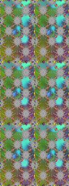 Raster illüstrasyonunda kusursuz çiçek deseni. Yeşil ve gri renkte çiçekler.