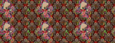 Suluboya çizim kalıbı. Çiçek izi. Suluboya tarzında kahverengi ve bej renkte çiçekler.