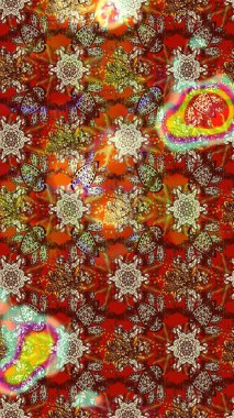 Kahverengi ve kırmızı renkte çiçekler. Tropik çiçek desenleri. Raster illüstrasyonu.