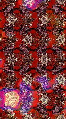 Raster illüstrasyonu. Raster deseni. Küçük çiçekteki sevimli çiçek deseni. Soyut çiçek çizim kalıbı arka planı. Kahverengi ve kırmızı renklerde.