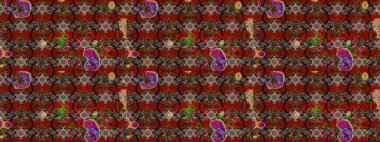 3D çiçekler, eskiz. Raster illüstrasyonu. Kahverengi ve kırmızı renklerde.