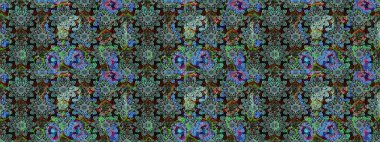 Ultraviyole kumaş deseni. Çizim kalıbı. Raster illüstrasyonu. Organik motif arkaplanı.