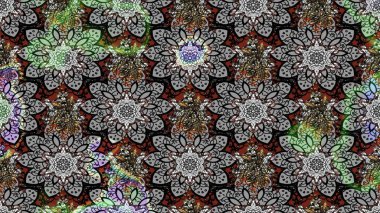 Tony 'nin kumaş kalıbını çiz. Raster illüstrasyonu. Modaya uygun kumaş deseni. Küçük çiçekte sevimli çiçek deseni var..