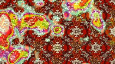 Renkli Bahar Teması eskiz kalıbı. Süslü kumaş deseni. Düz Çiçek Elementleri Tasarımı. Raster illüstrasyonunda çiçek deseni çizimi.