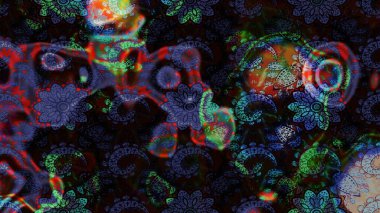 Raster güzel kumaş deseni çiziyor. Renkli Bahar Teması eskiz kalıbı. Çiçek deseni. Düz Çiçek Elementleri Tasarımı.