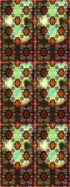 Modern çiçek arkaplanı. Halk tarzı. Parlak renkli çiçekleri ve kahverengi ve gri renkli yaprakları olan şaşırtıcı, pürüzsüz çiçek deseni. Moda baskıları için zarif bir şablon.