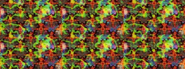 Raster illüstrasyonu. Küçük çiçekteki sevimli çiçek deseni. Soyut çiçek çizim kalıbı arka planı. Raster deseni. Yeşil ve siyah renklerde.