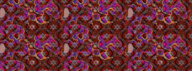 Sevimli çiçek raster deseni. Kahverengi ve kırmızı renkte çiçekler. Renkli Bahar Teması eskiz kalıbı. Düz Çiçek Elementleri Tasarımı.