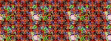 Yumuşak, yaz çiçekli arka plan. Çiçekli karalama şeklinde Raster çiçek deseni. Kırmızı ve kahverengi renkte çiçekler.