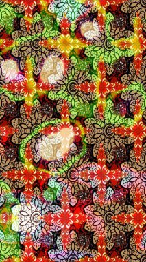 Kırmızı ve bej renkli çiçekler. Çizim çiçek deseni duvar kâğıdı olarak kullanılabilir. Raster illüstrasyonu.