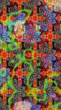 Raster Güzel kumaş deseni. Raster suluboya deseni, narin çiçekler, yeşil ve kahverengi çiçekler, tebrik kartı şablonu..