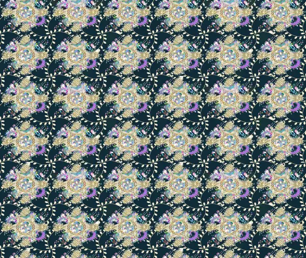 Çiçek çelengi. Raster illüstrasyonu. Güzel, parlak, pürüzsüz kumaş, tuval. Desen, çizim, çiçek sınırı. Eski moda arka plan. Kıvırcık, parlak örgü.