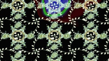 Raster illüstrasyonundaki çiçek desenli çizim. Siyah renkte çiçekler.