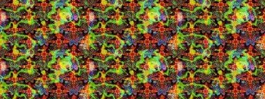 Raster illüstrasyonu. Küçük çiçekteki sevimli çiçek deseni. Soyut çiçek çizim kalıbı arka planı. Raster deseni. Yeşil ve siyah renklerde.