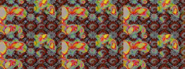 Eskiz klasiği. Raster Şirin kumaş deseni. Renkli Bahar Teması eskiz kalıbı. Düz Çiçek Elementleri Tasarımı.