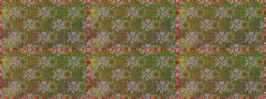 Renkli Bahar Temalı Kusursuz Arkaplan. Kahverengi ve yeşil renkli çiçekler. Düz Çiçek Elementleri Tasarımı. Sevimli çiçek raster deseni.