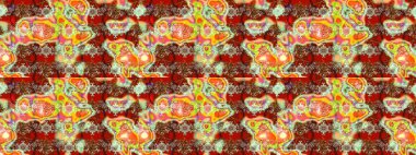 Klasik çiçekler. El çizimi, soyut ve süslü elementler. Yaz çiçekleri teması. Kahverengi ve kırmızı renkler. Suluboya resim taklit Raster illüstrasyonu.